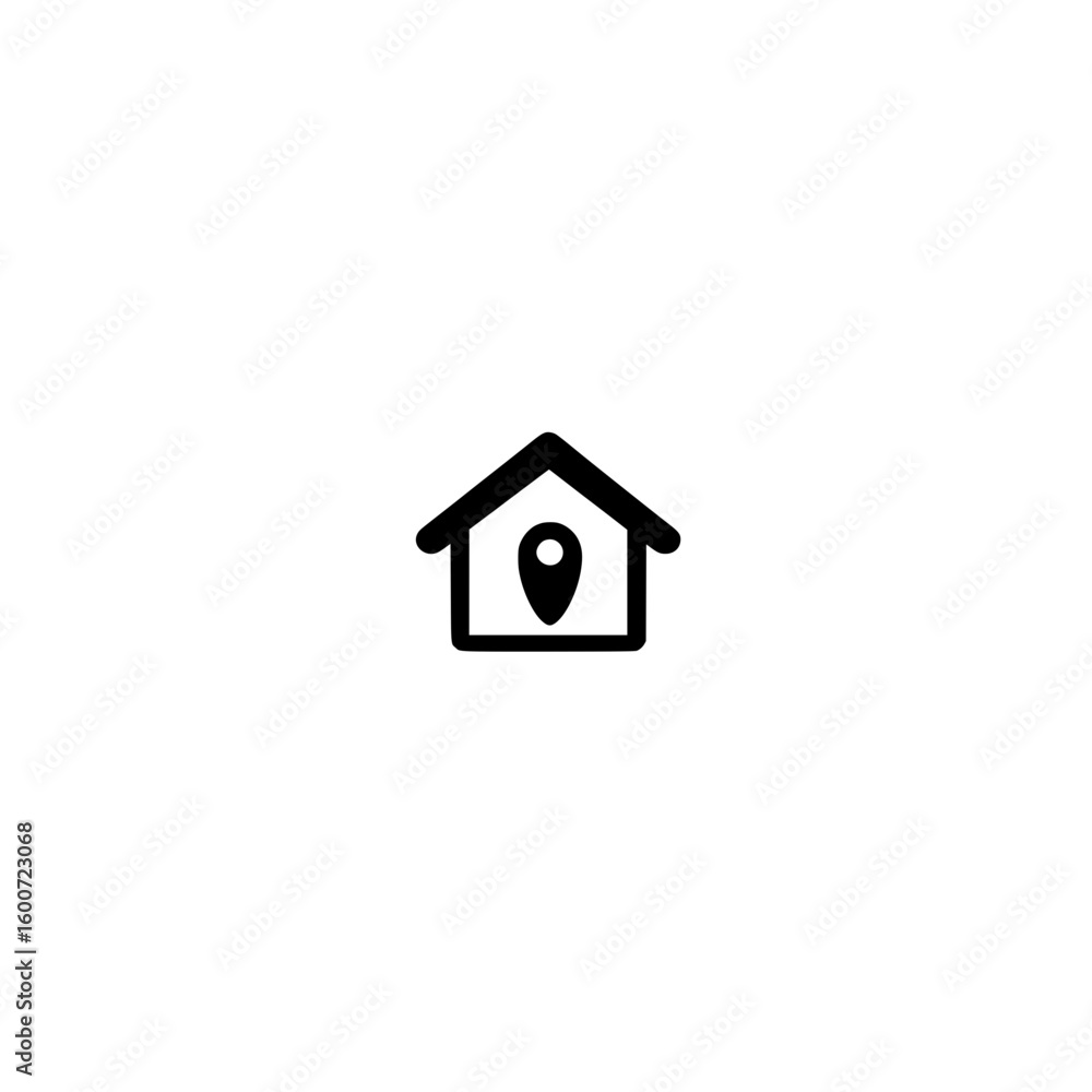 Poster vector map marker with home design showing real estate location or housing spot on map