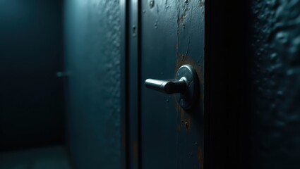 Close-up of a dark metal door handle.