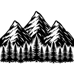 Graphic illustration depicting a mountain range