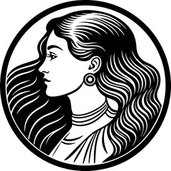 Stylized minimalist silhouette of a young woman