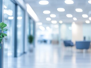 Blurred modern office hallway