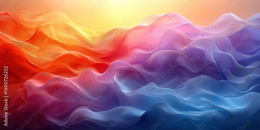 Poster Abstract gradient background. Abstract blurred gradient background colours with dynamic effect. Soft motion blur. Colorful fluid shapes. Vivid gradient texture. Smooth abstract waves. Copy space.