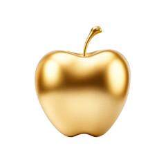 Golden apple on black background: luxurious smooth metallic surface