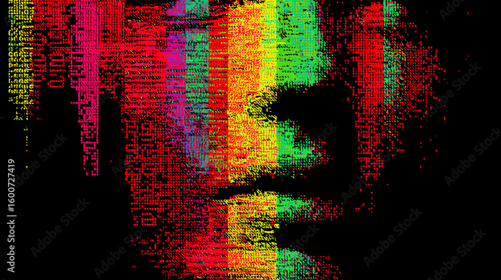 Poster abstract colorful glitch vector background with visual distortion