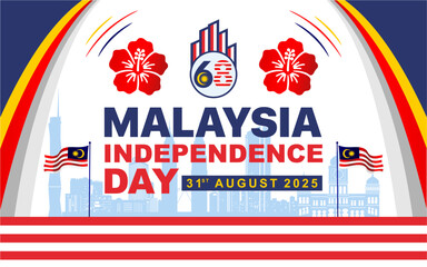 68th Malaysia "Merdeka Day" Means Independence Day 2025 greeting card, poster, banner, background, template. August 31st celebration of Hari Merdeka Malaysia national day. NotAI.