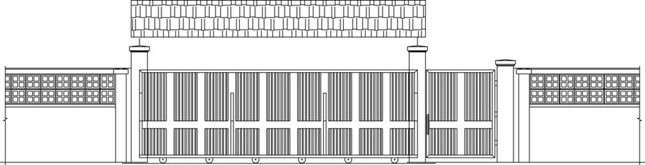 vector sketch illustration of a silhouette of a modern iron gate design
