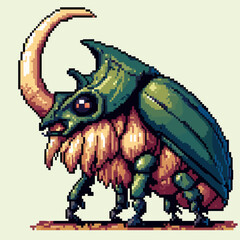 Insectoid monster with thick horn and solid outline.	