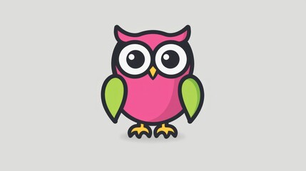 Obraz premium Cute Pink Owl on Light Gray Background