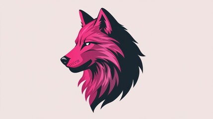 Fototapeta premium Abstract pink wolf head graphic design