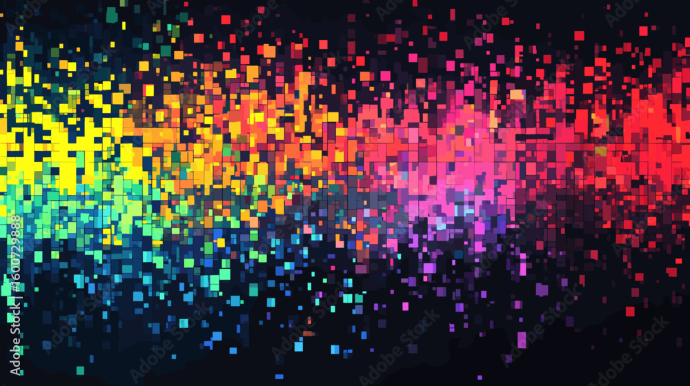 Poster colorful glitch vector background with squares and abstract patterns