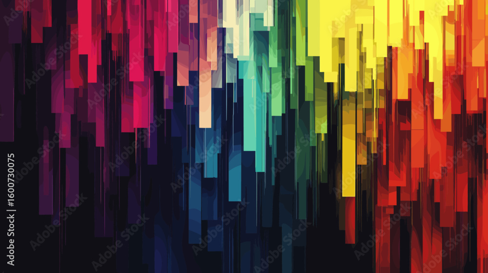 Poster colorful glitch vector background in abstract vertical lines design