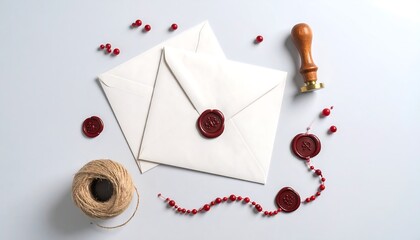 White envelopes sealed with red wax,  accessories