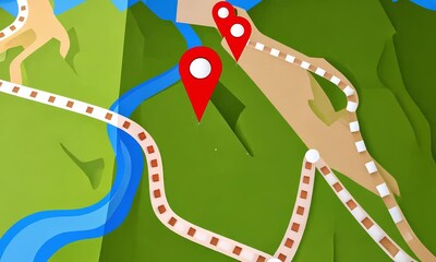 Detailed terrain map with location markers