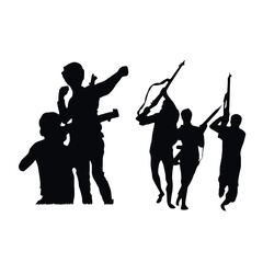 Bangladesh Liberation War victory cheer, Black and white Vector image Pro Vector
