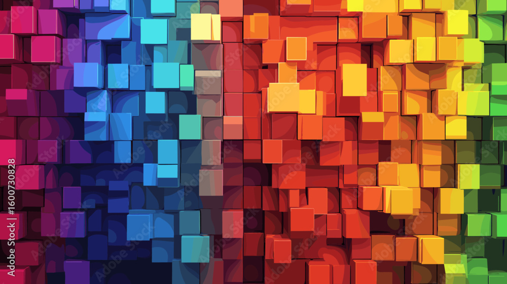 Poster colorful 3d cube pattern background in vibrant rainbow gradient
