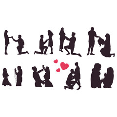 Fototapeta premium Vector silhouettes illustrating the evolution of people, from children and family to dynamic groups engaged in sport, dance, and business