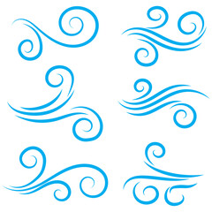Wind icons set. Blowing wind icon vector logo set collection. Windy weather symbol, logo - vector