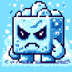 Fototapeta premium Cold-themed cube monster with frosty look. 