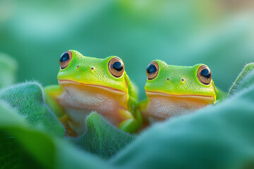 Naklejka premium Toad, frog, green, amphibian, animal, nature, tree, tree frog, wildlife, macro, isolated, white, eye, closeup, leaf, cute, hyla, small, frogs