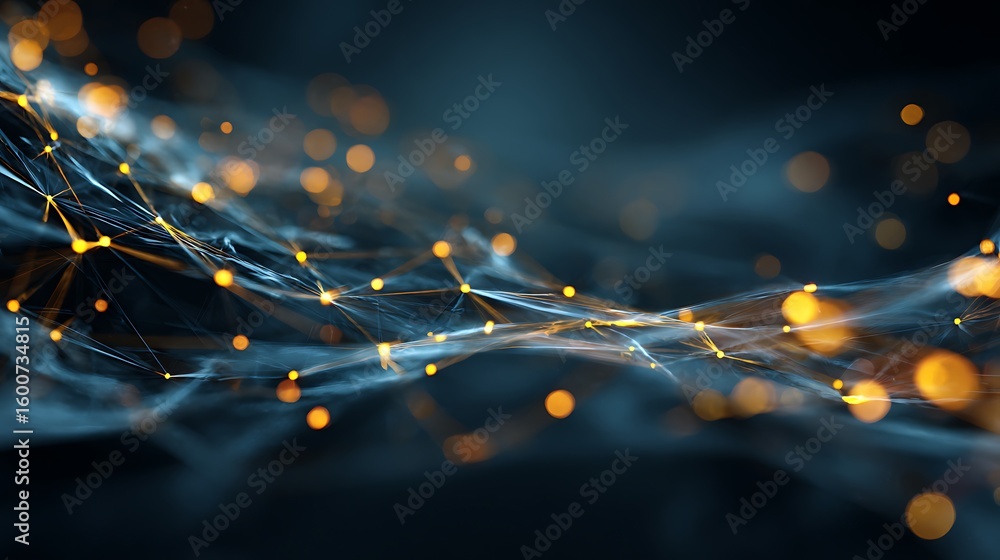 Aufkleber abstract network of luminous connecting dots and lines: data communication