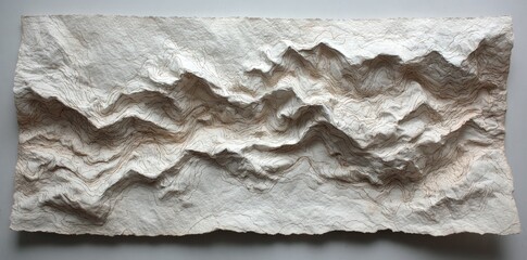 Abstract Relief Map Sculpture With Brown Details