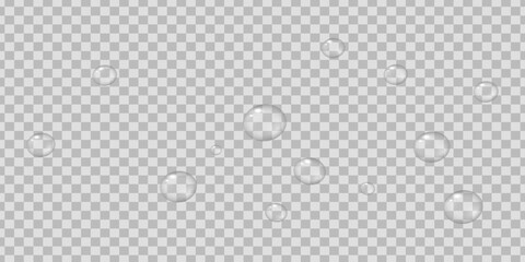 Realistic drops on isolated transparent background.