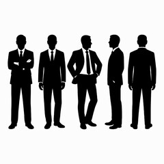 Elegant silhouetted figures in formal attire