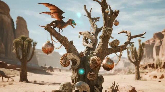 A playful cartoon illustration of a green cactus with a flower, silhouetted against the summer sky in a desert forest 4k hd video download