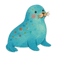 Fototapeta premium PNG Colorful seal illustration art