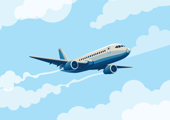 Plane airplane, aircraft express shipping international transport transport concept sky background flat pennant horizontal holiday, vacation