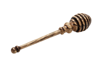 Wooden honey dipper, angled view