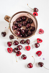 fresh sweet cherries cup white