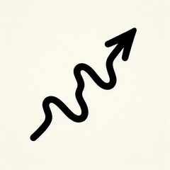 Hand-drawn style wavy arrow pointing up. An arrow symbolizing upward movement or growth.