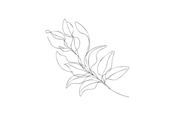 Elegant botanical illustration of a leafy branch in a minimalist style perfect for adding a touch of nature to designs