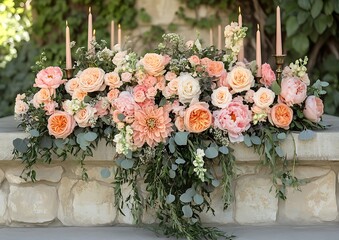 Peach Floral Centerpiece Outdoor