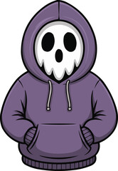 Cool Ghost in Purple Hoodie  Trendy Halloween Character Illustration

