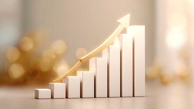 Growth Chart with Ascending Bars and Arrow Symbolizing Success