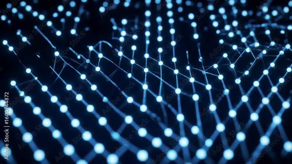 Aufkleber abstract technology concept showing a glowing blue data network with a futuristic grid of interconne