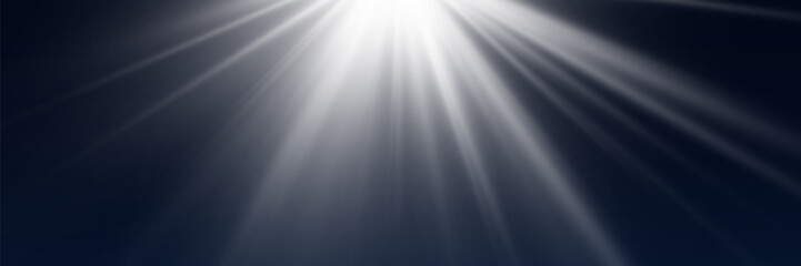 Light of white luminous rays, bright star flare light effect.