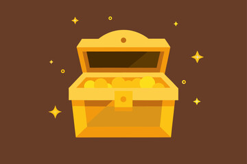 Treasure vault with flying gold sparkles