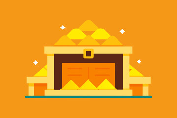 Treasure vault with colorful gold piles