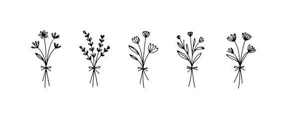 Romantic Flower Bouquet. This illustration presents a romantic floral bouquet in a soft hand-drawn style with elegant linework and graceful petal shapes.