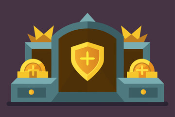 Vault with enchanted shields and gold