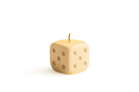 Dice candle shape with transparent background