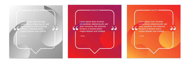 Set of social media post design template for quotes. Qoute Frame Blank Template  Set with Copy Space for Text on Square Banner with Modern Gradient Background.
