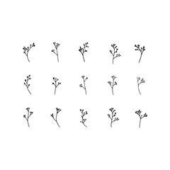 Gentle Budding Branches. Minimal budding branches created with light sketch lines and botanical simplicity.