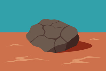 Weathered rock in cracked desert terrain minimal