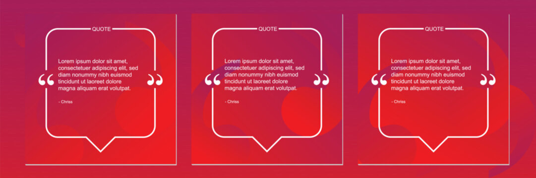 Set of social media post design template for quotes. Qoute Frame Blank Template  Set with Copy Space for Text on Square Banner with Modern Gradient Background.