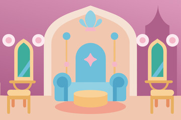 Whimsical palace room with pastel furniture