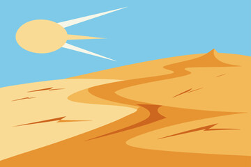 wind swept sand and cracked soil in harsh sun